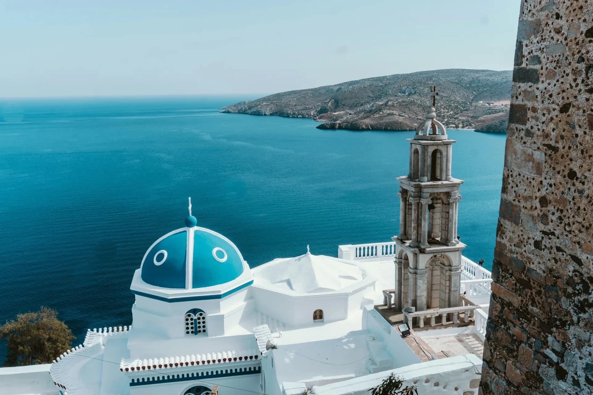 Astypalea butterfly-shaped island seen from above, Aegean