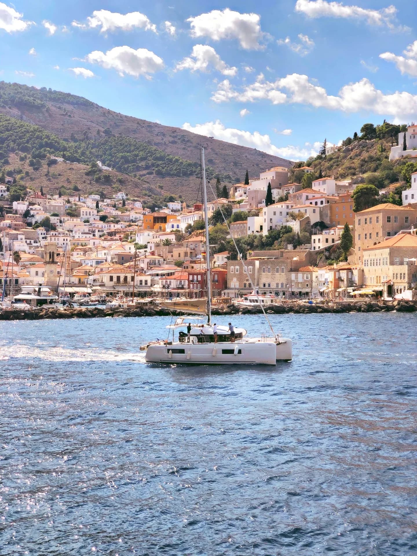 Hydra port, sailing in