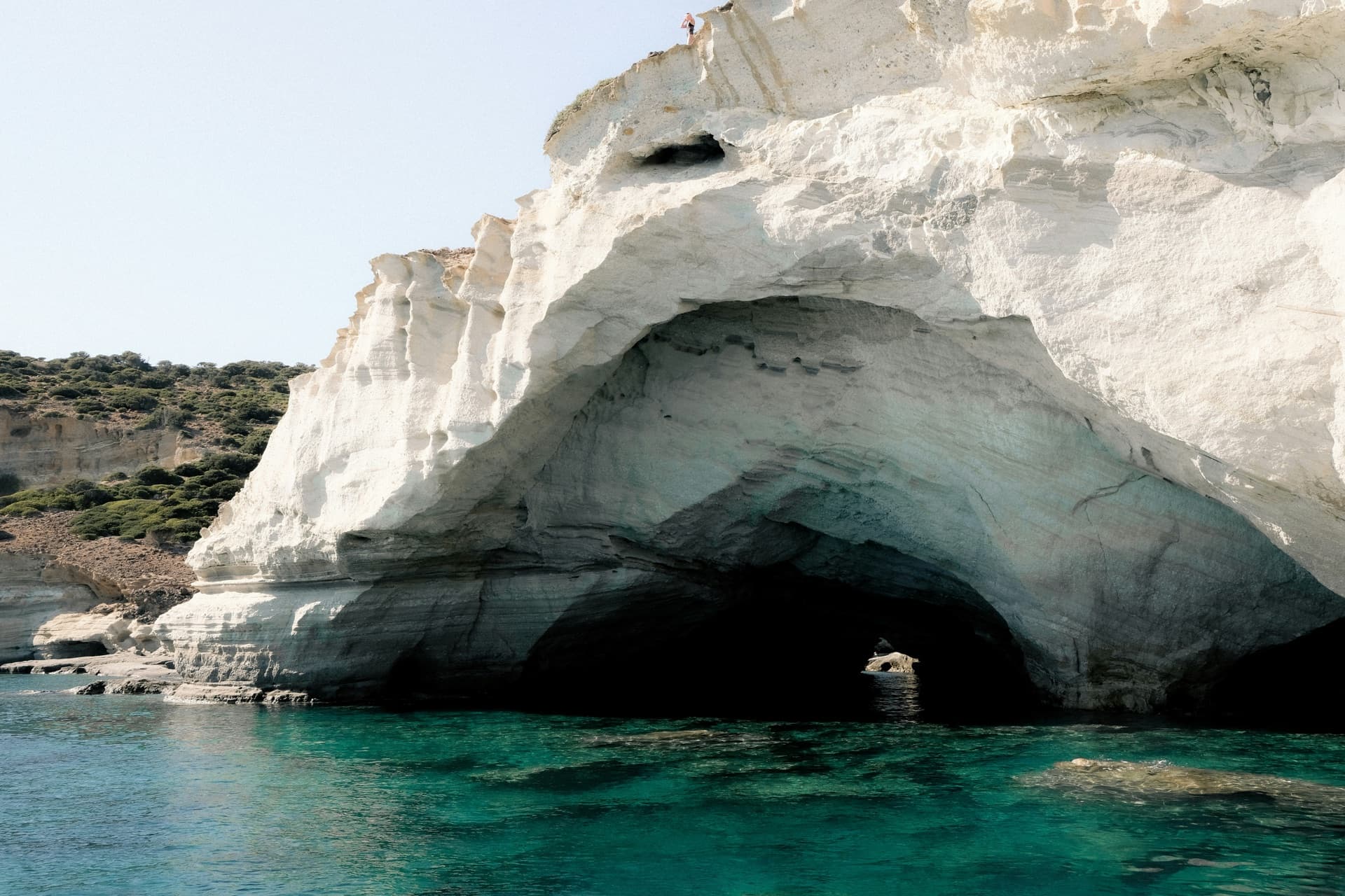 Sea cave on Milos, Aegean blue