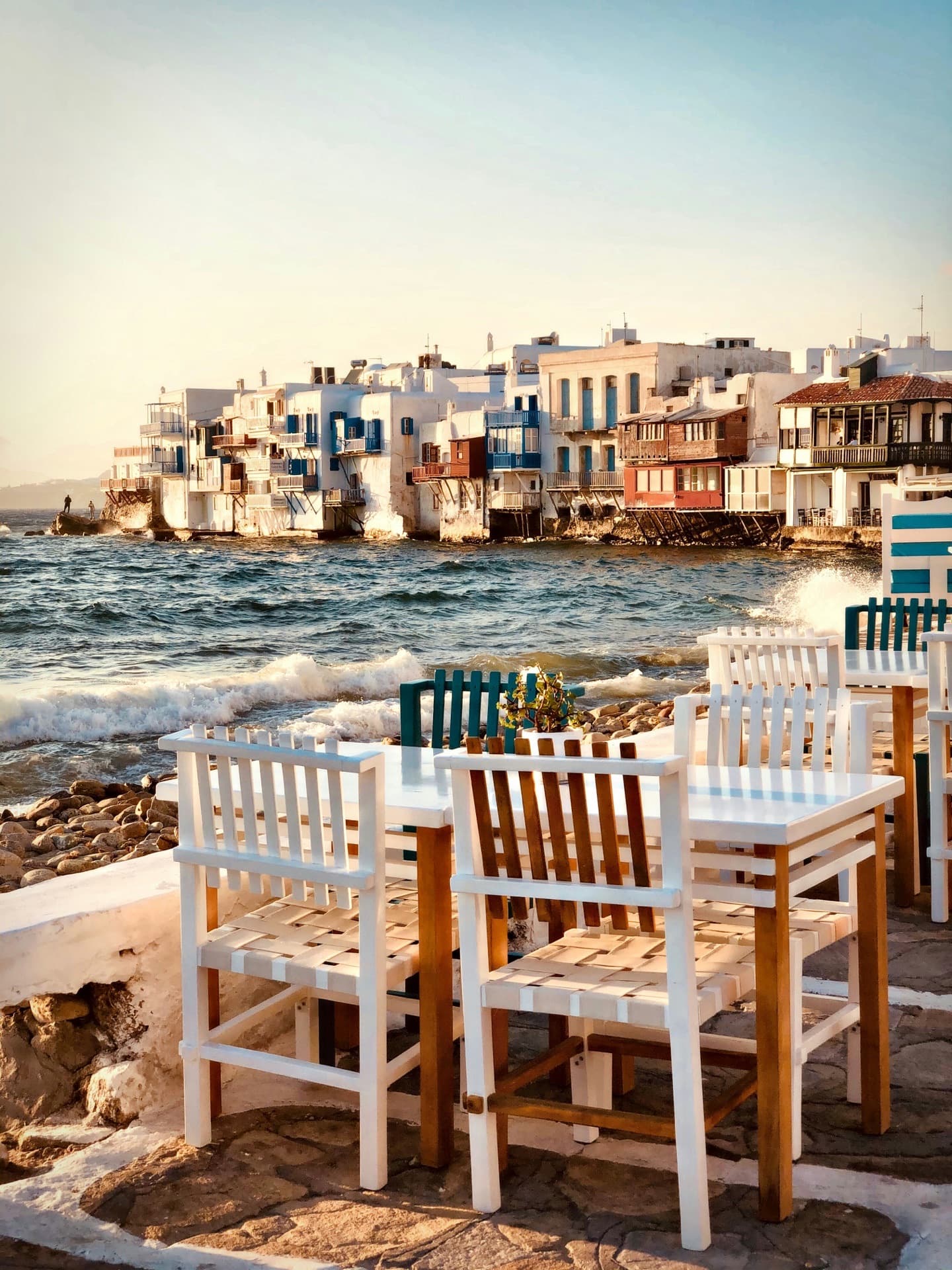 Mykonos Chora at dusk, Little Venice