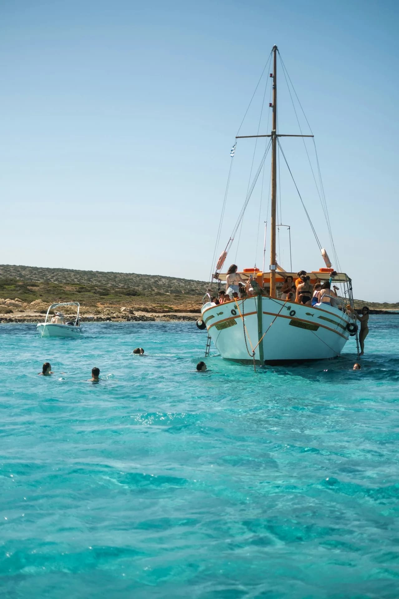 Paros coast and sea at golden hour