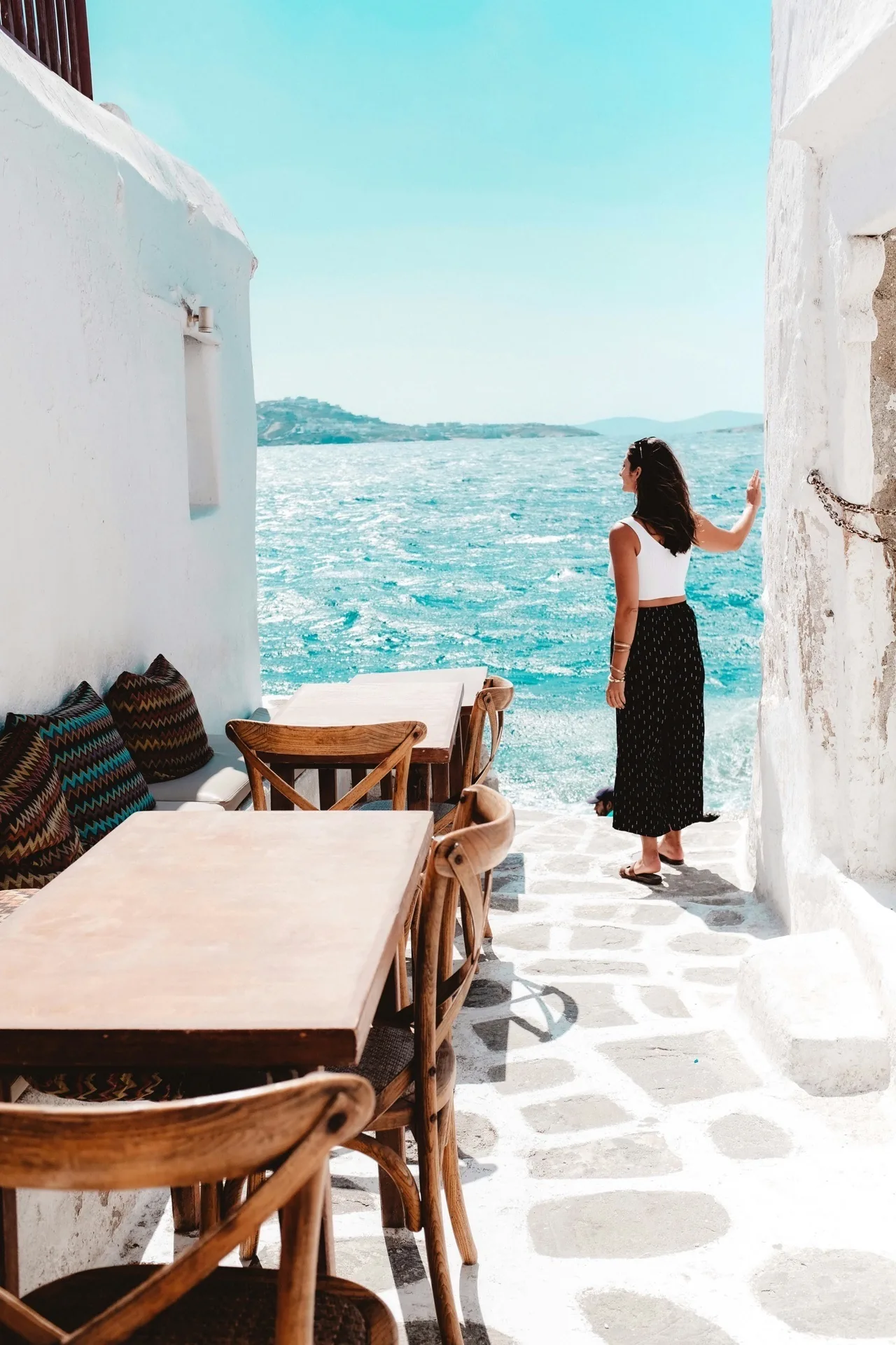 Alley opening onto the Aegean, Greek islands
