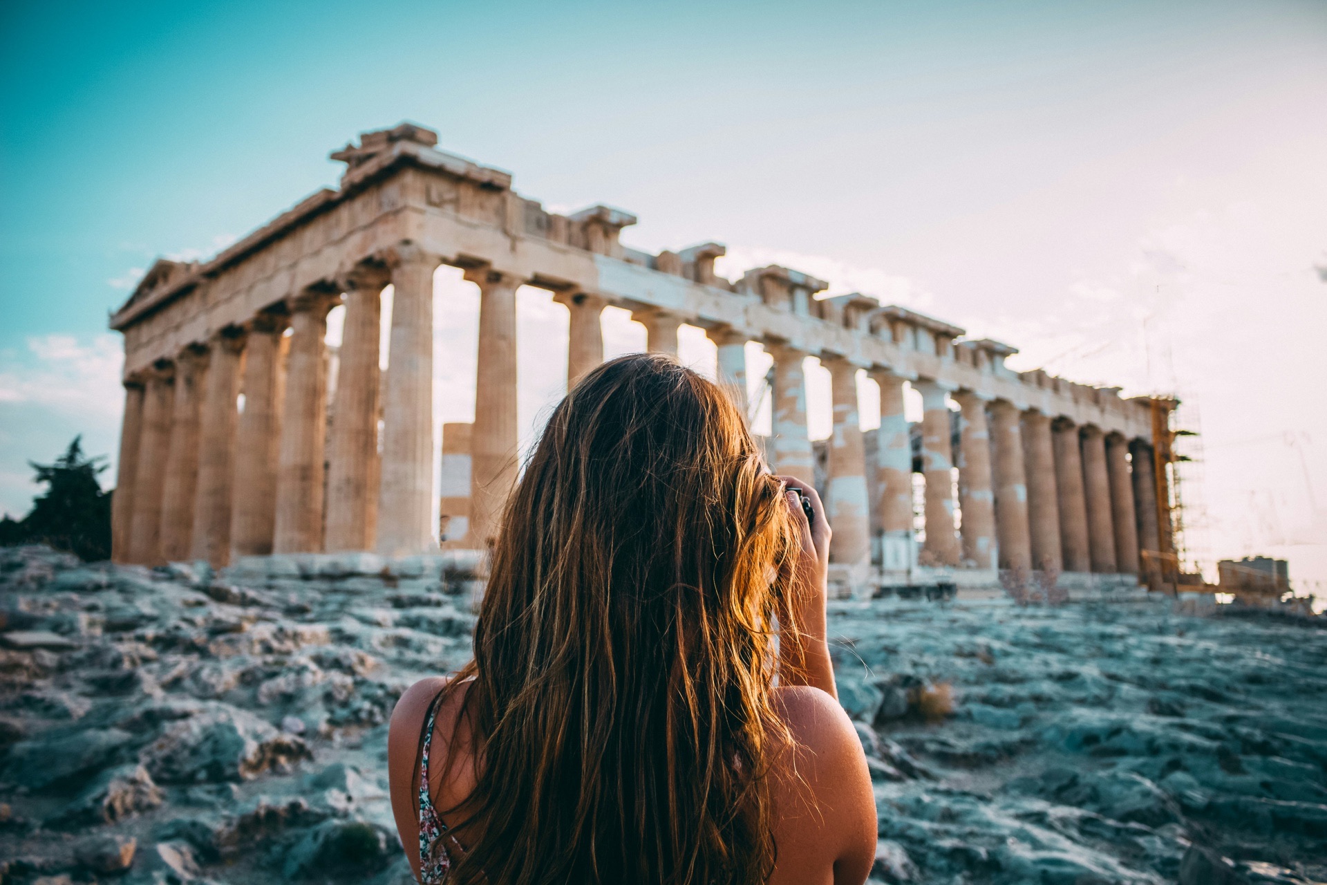 Girl photographing the Parthenon