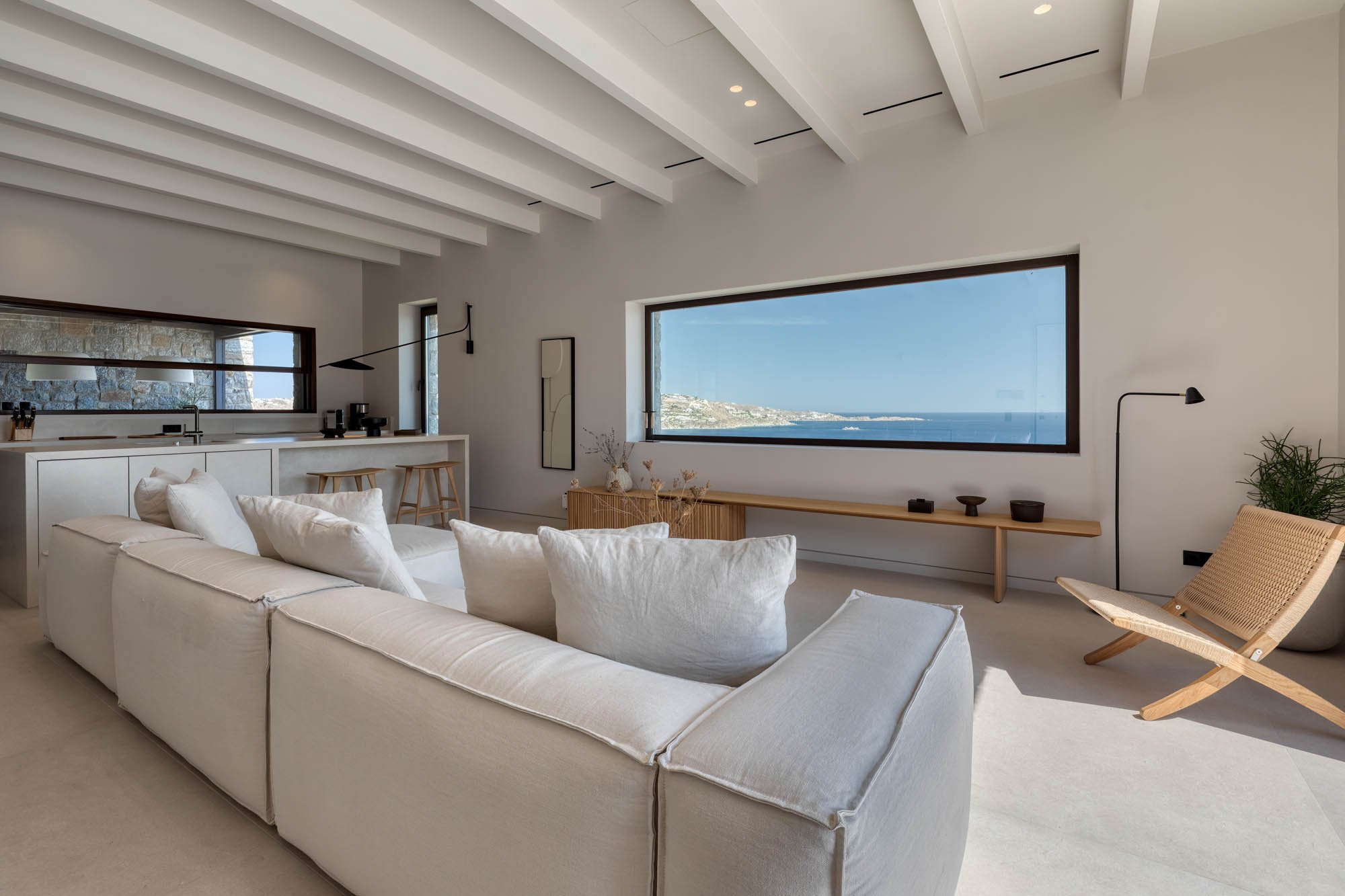 Living room with wide sea window