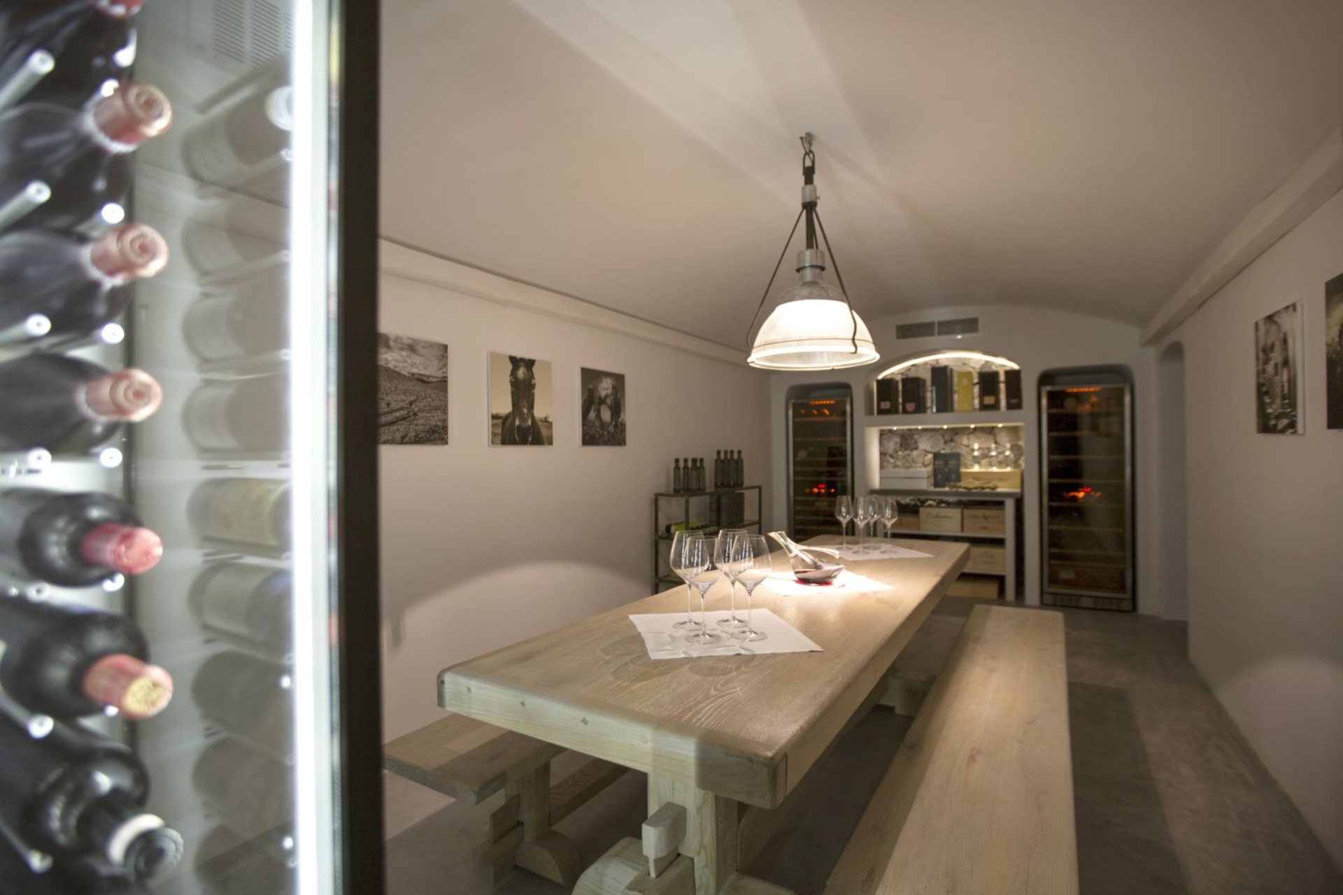 Private wine cellar with tasting bench