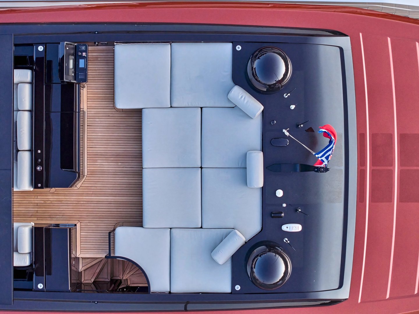 BESTIA underway, sleek hull cutting the sea