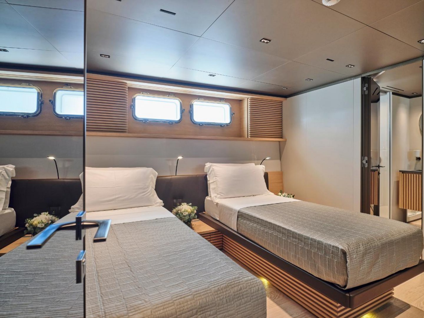 Bathroom detail in natural stone and metal